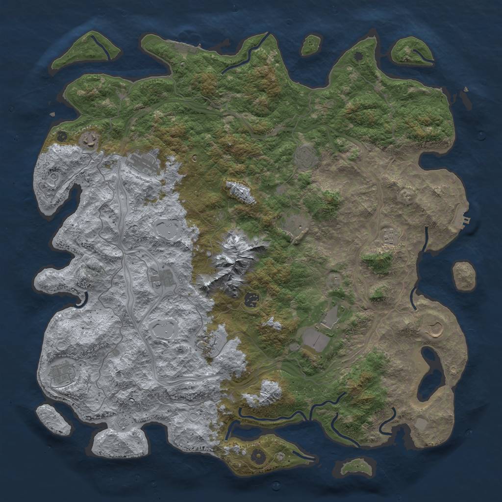 Rust Map: Procedural Map, Size: 5000, Seed: 69262, 18 Monuments