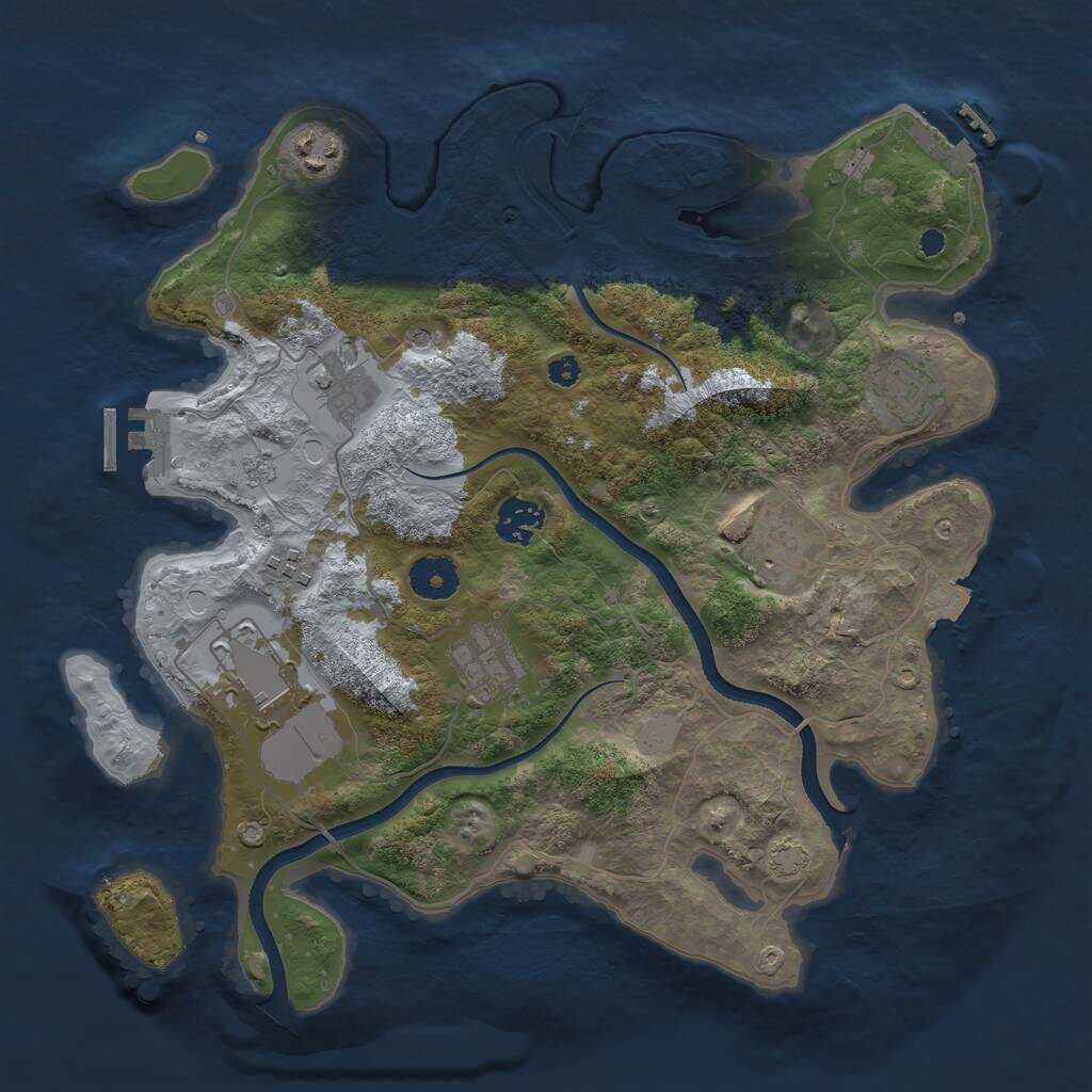Rust Map: Procedural Map, Size: 3500, Seed: 1492640739, 14 Monuments