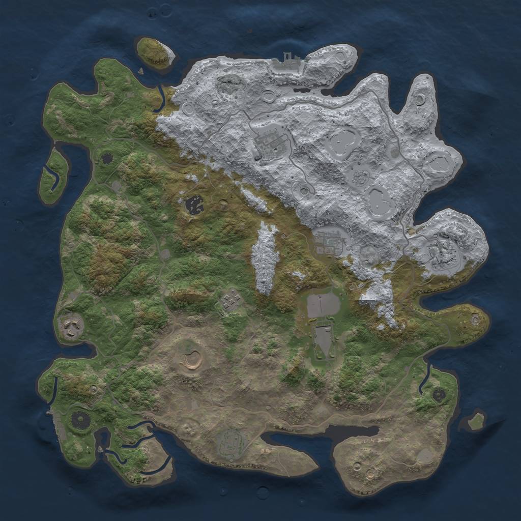 Rust Map: Procedural Map, Size: 4122, Seed: 13829, 16 Monuments