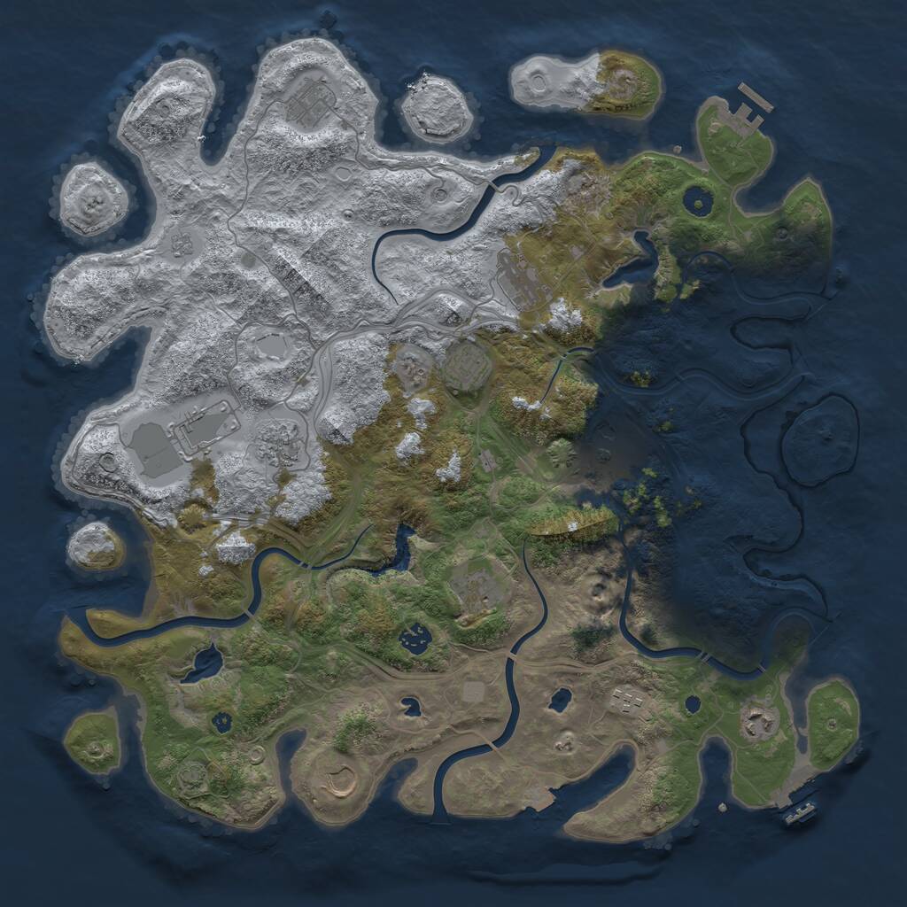 Rust Map: Procedural Map, Size: 4500, Seed: 1515797315, 17 Monuments