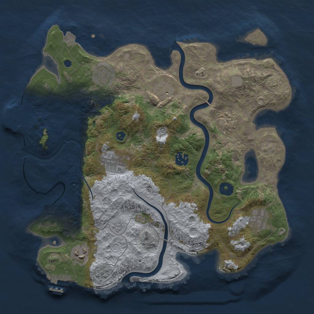 Rust Map: Procedural Map, Size: 3400, Seed: 100414219, 14 Monuments