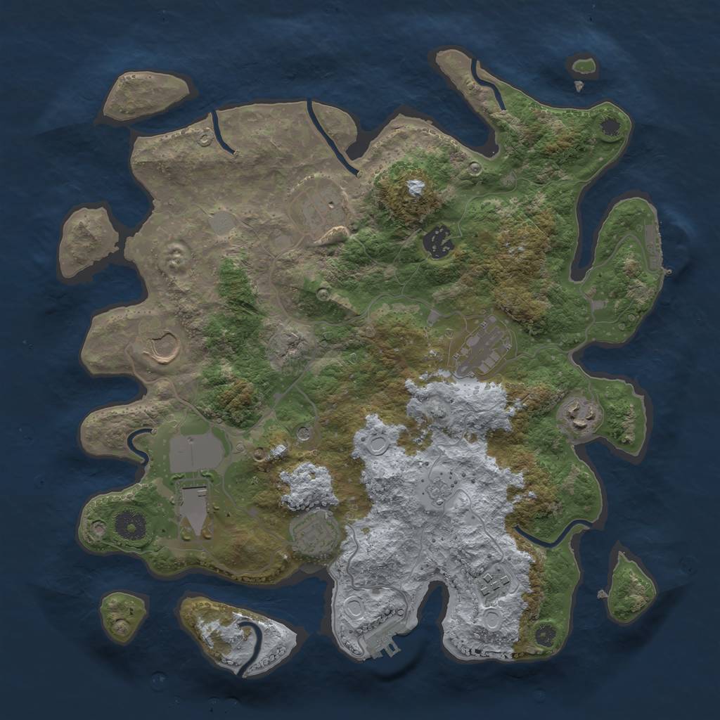 Rust Map: Procedural Map, Size: 3500, Seed: 63675534, 15 Monuments