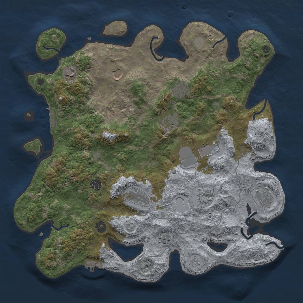 Rust Map: Procedural Map, Size: 4000, Seed: 1420947152, 17 Monuments