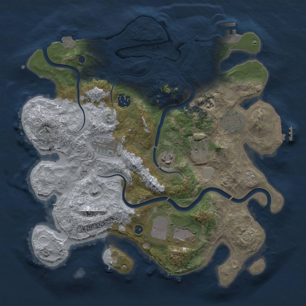 Rust Map: Procedural Map, Size: 3500, Seed: 420365, 13 Monuments