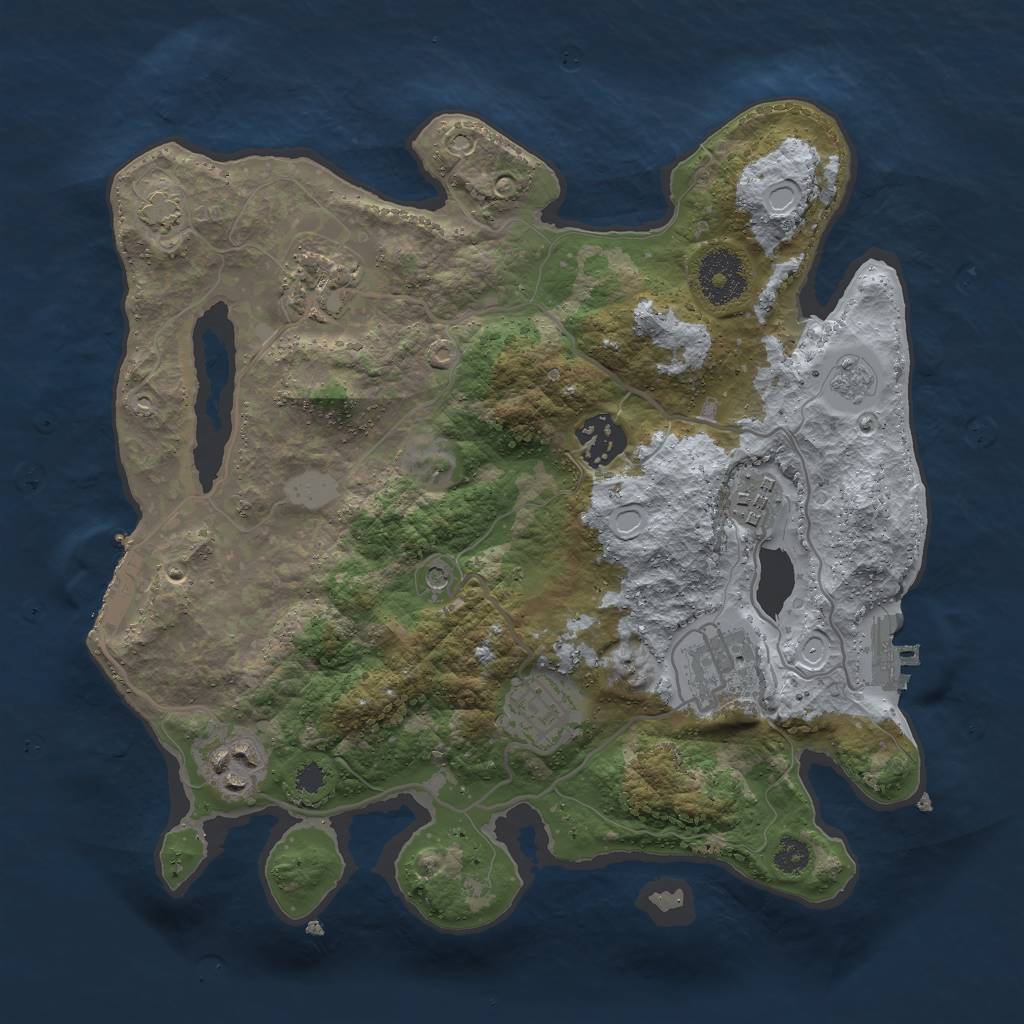 Rust Map: Procedural Map, Size: 3000, Seed: 1702825840, 14 Monuments