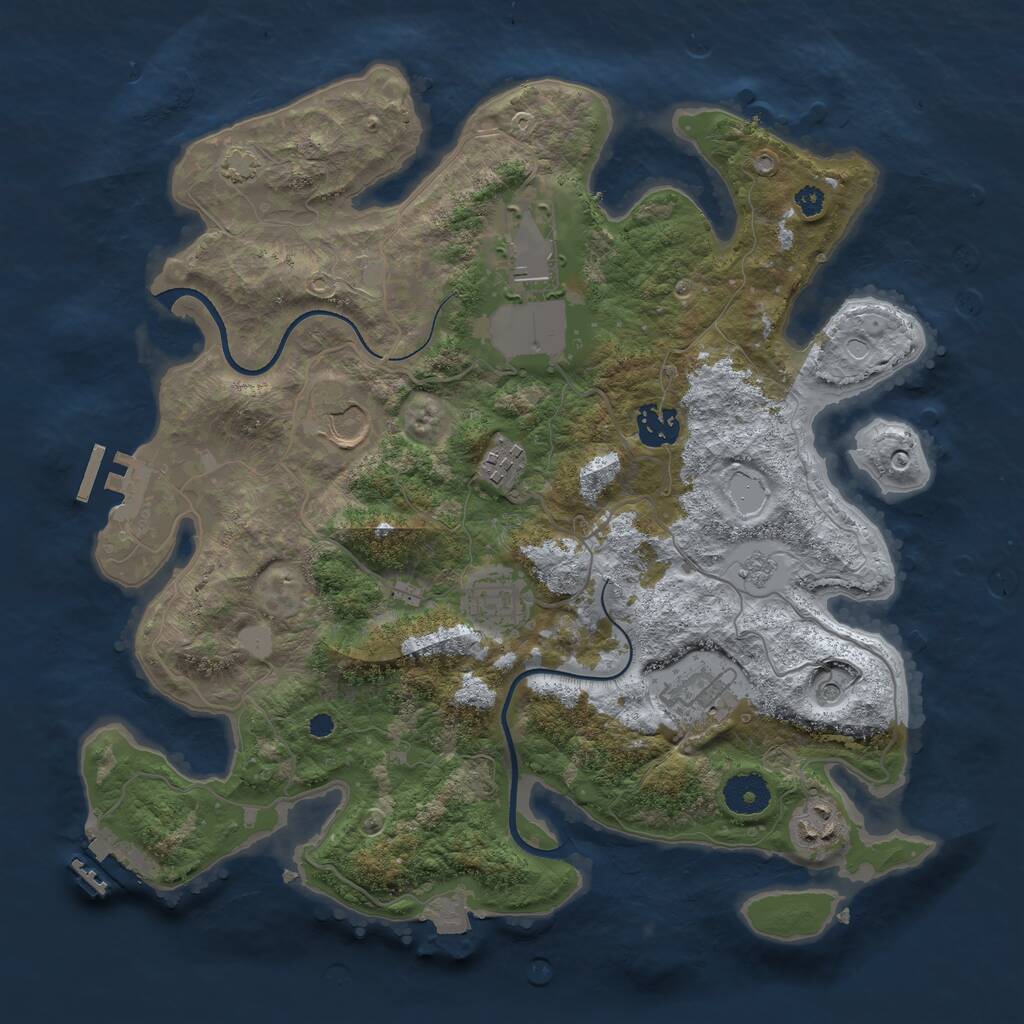 Rust Map: Procedural Map, Size: 3500, Seed: 1879299439, 13 Monuments