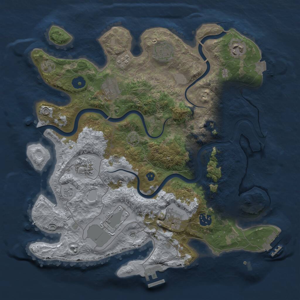 Rust Map: Procedural Map, Size: 3500, Seed: 1210387845, 14 Monuments