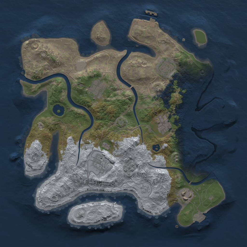 Rust Map: Procedural Map, Size: 3200, Seed: 6738777, 12 Monuments