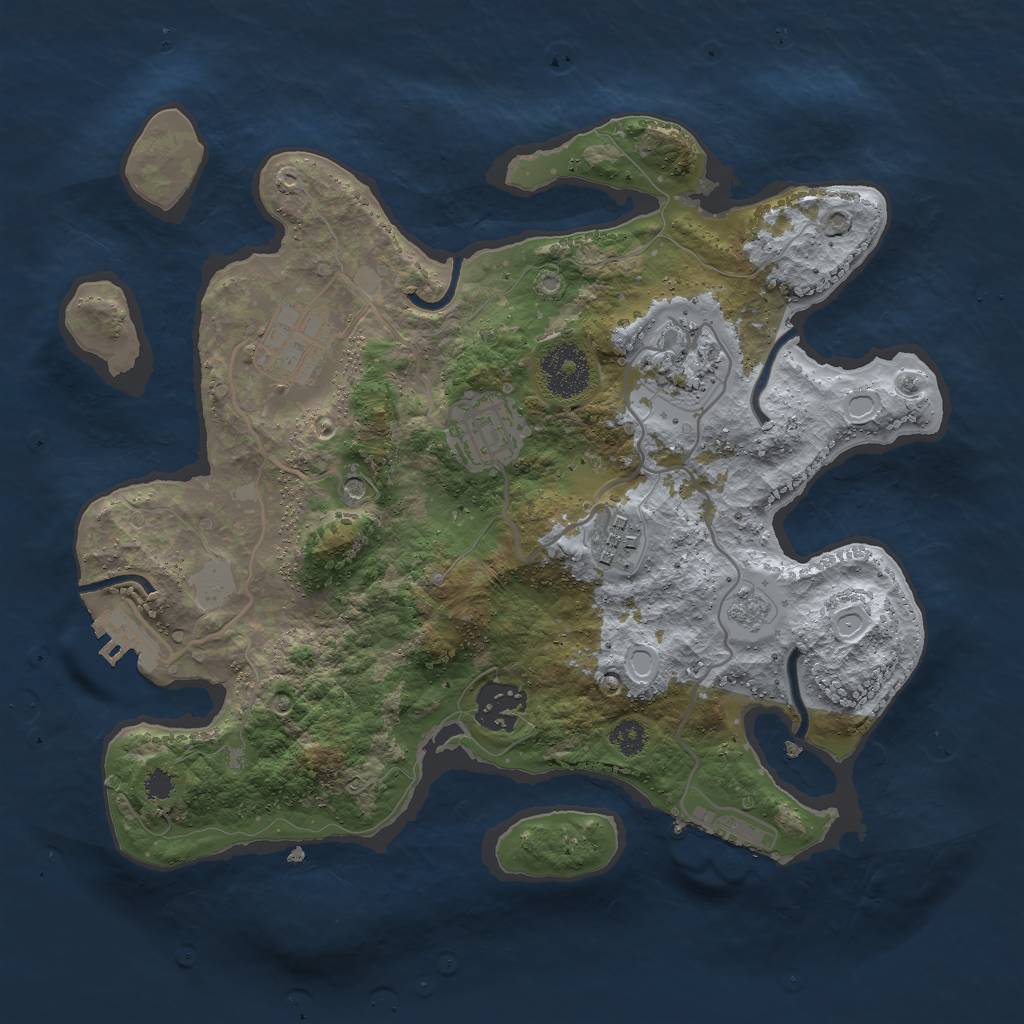 Rust Map: Procedural Map, Size: 3000, Seed: 2113955008, 12 Monuments