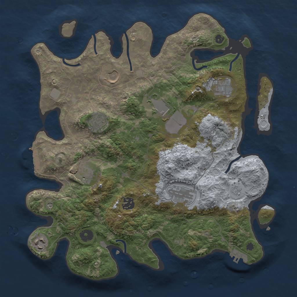 Rust Map: Procedural Map, Size: 3500, Seed: 756485274, 15 Monuments