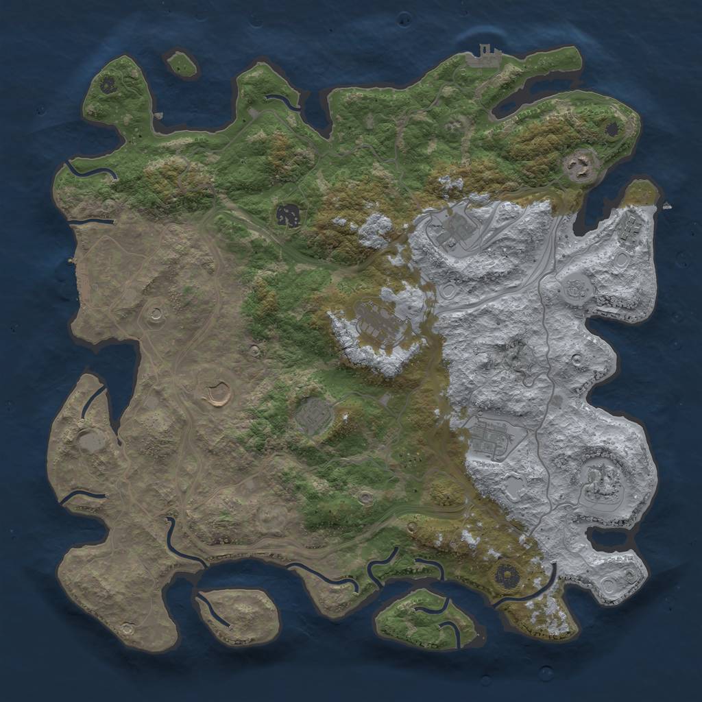 Rust Map: Procedural Map, Size: 4250, Seed: 1079182772, 16 Monuments