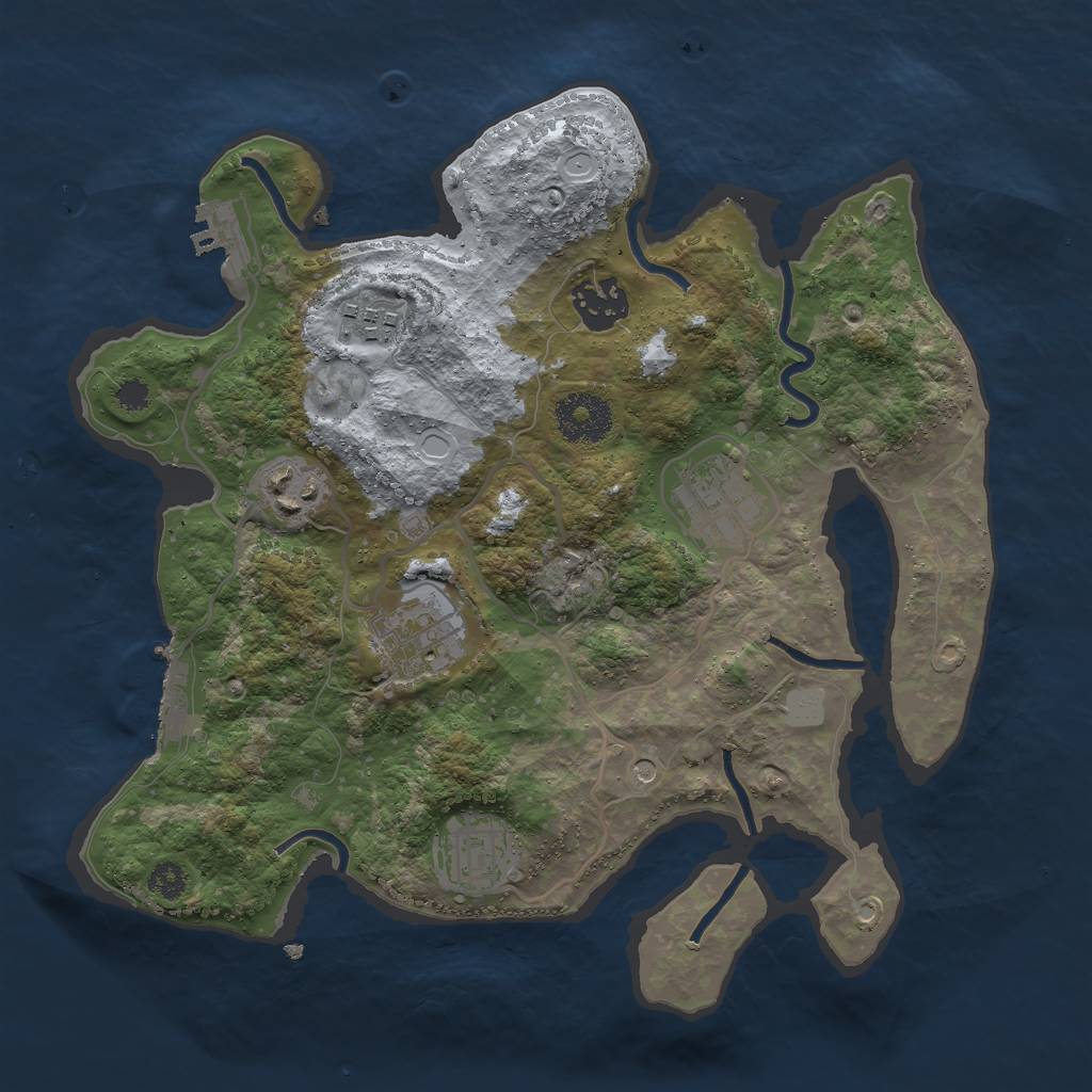 Rust Map: Procedural Map, Size: 3000, Seed: 5487, 12 Monuments