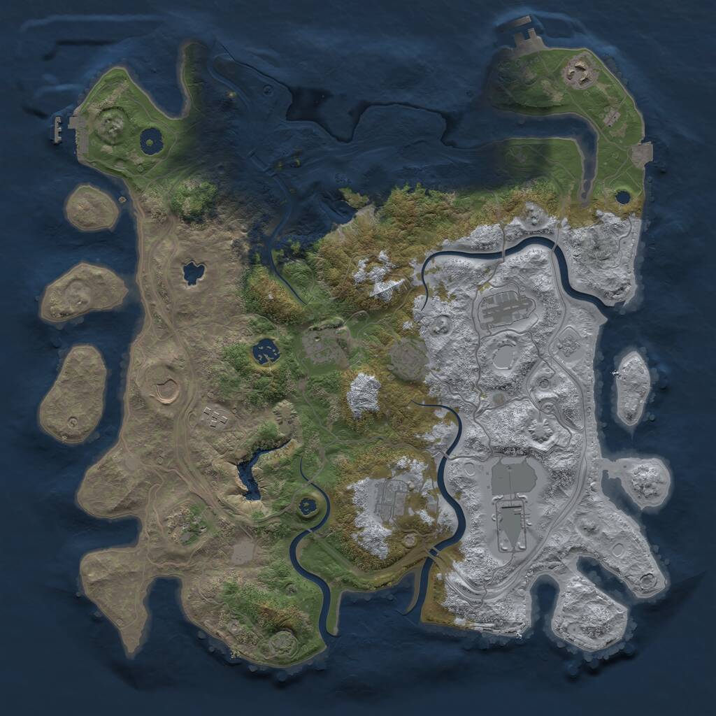 Rust Map: Procedural Map, Size: 4250, Seed: 207429606, 16 Monuments