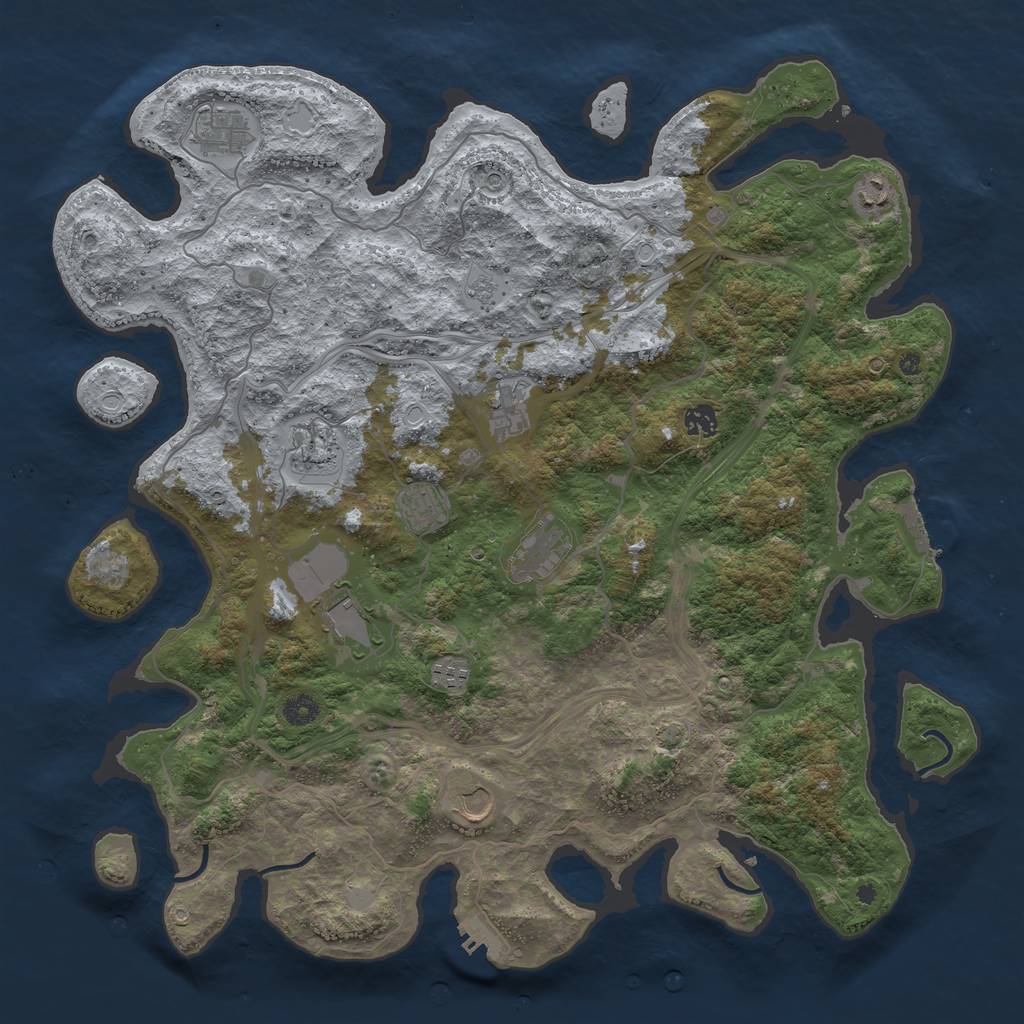 Rust Map: Procedural Map, Size: 4500, Seed: 968594685, 18 Monuments