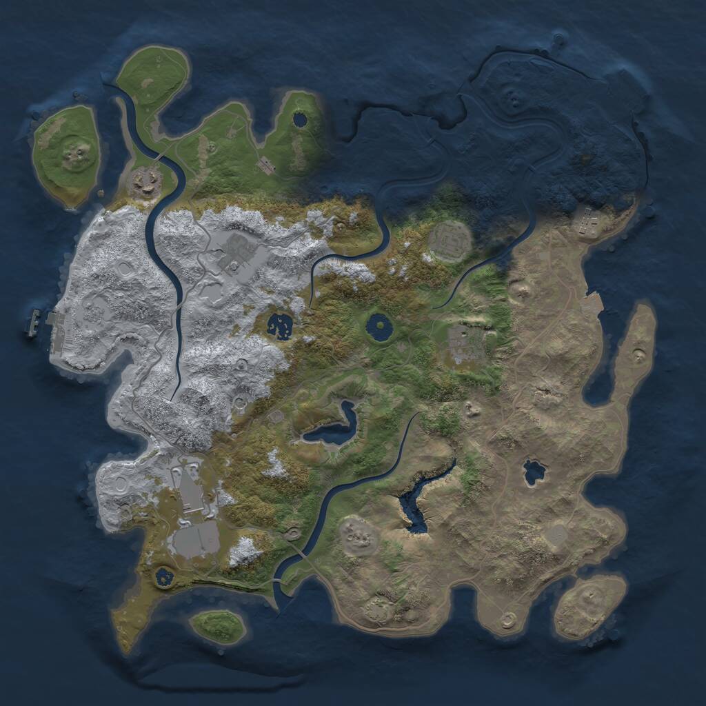 Rust Map: Procedural Map, Size: 4000, Seed: 456732, 13 Monuments
