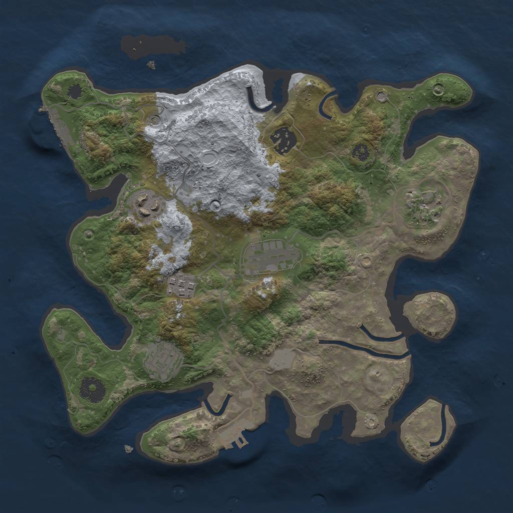 Rust Map: Procedural Map, Size: 3000, Seed: 3201684, 12 Monuments