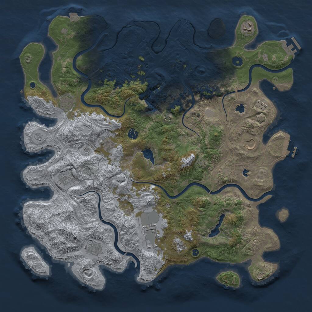 Rust Map: Procedural Map, Size: 4500, Seed: 242248002, 16 Monuments