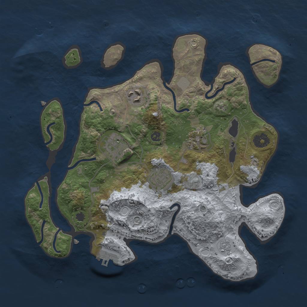 Rust Map: Procedural Map, Size: 3000, Seed: 2013894, 10 Monuments