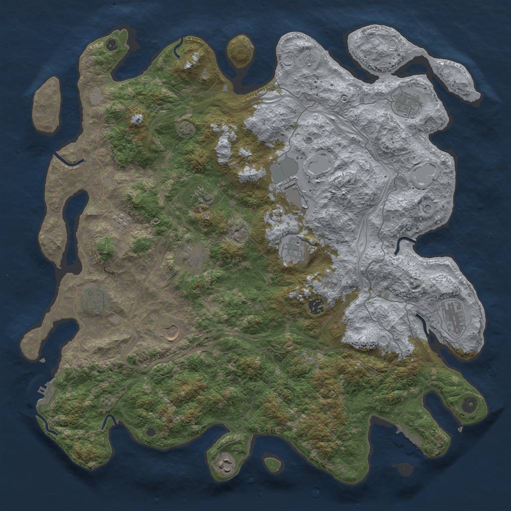 Rust Map: Procedural Map, Size: 4800, Seed: 501510436, 19 Monuments