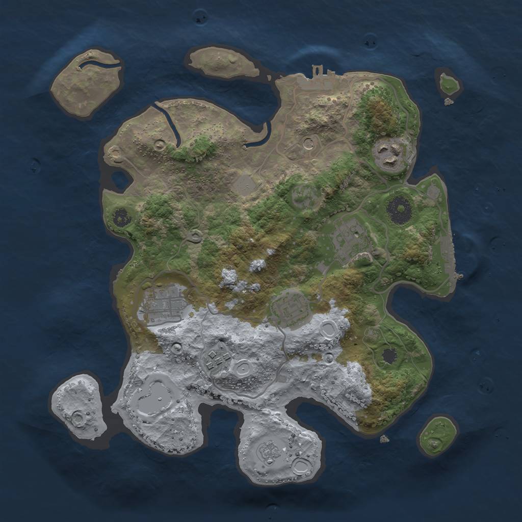 Rust Map: Procedural Map, Size: 3000, Seed: 1864244974, 12 Monuments