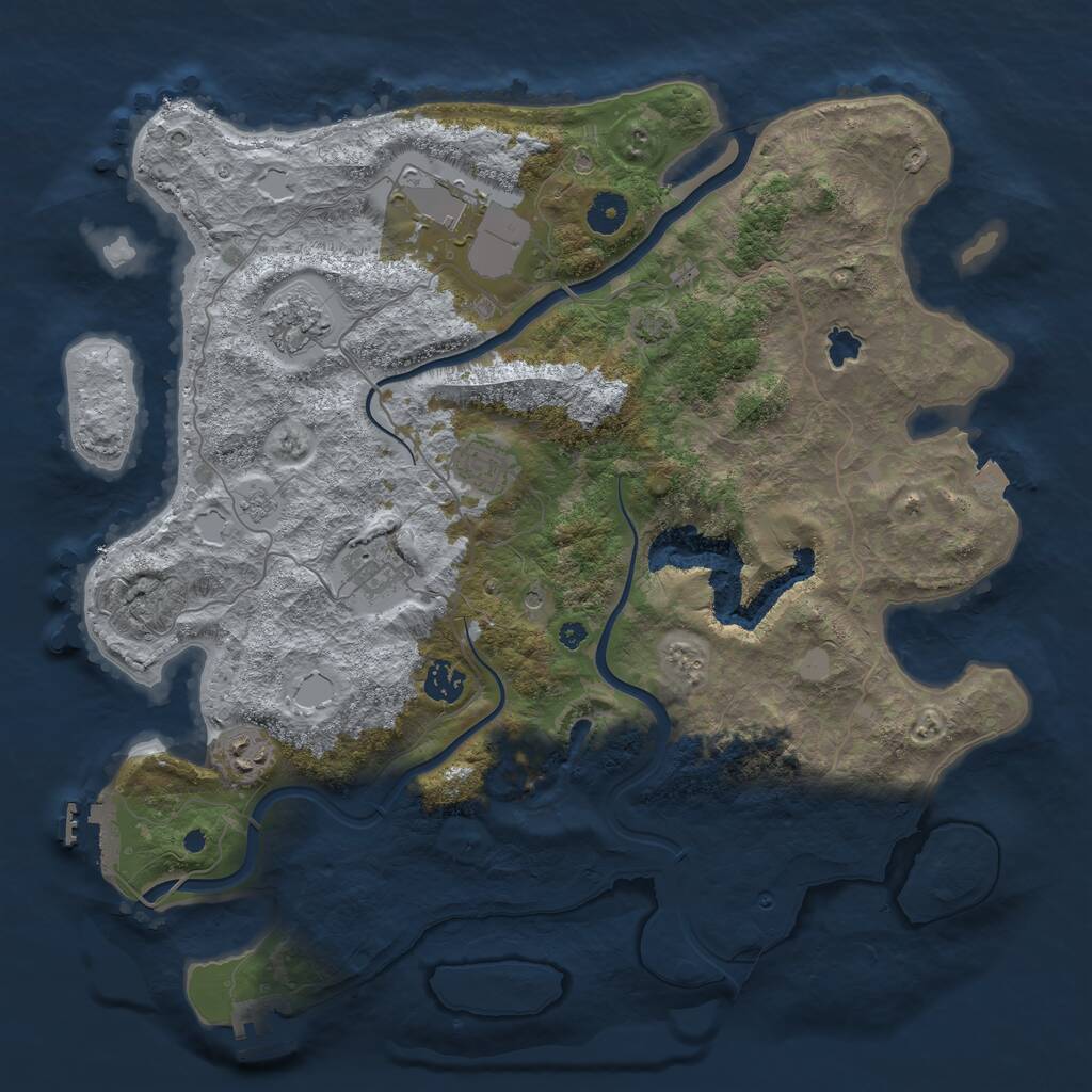 Rust Map: Procedural Map, Size: 4000, Seed: 832714279, 12 Monuments