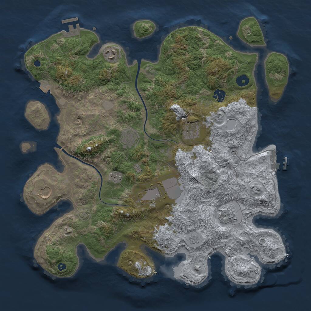 Rust Map: Procedural Map, Size: 3800, Seed: 1901173480, 14 Monuments
