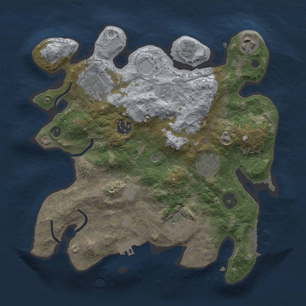 Rust Map: Procedural Map, Size: 3000, Seed: 658421, 13 Monuments