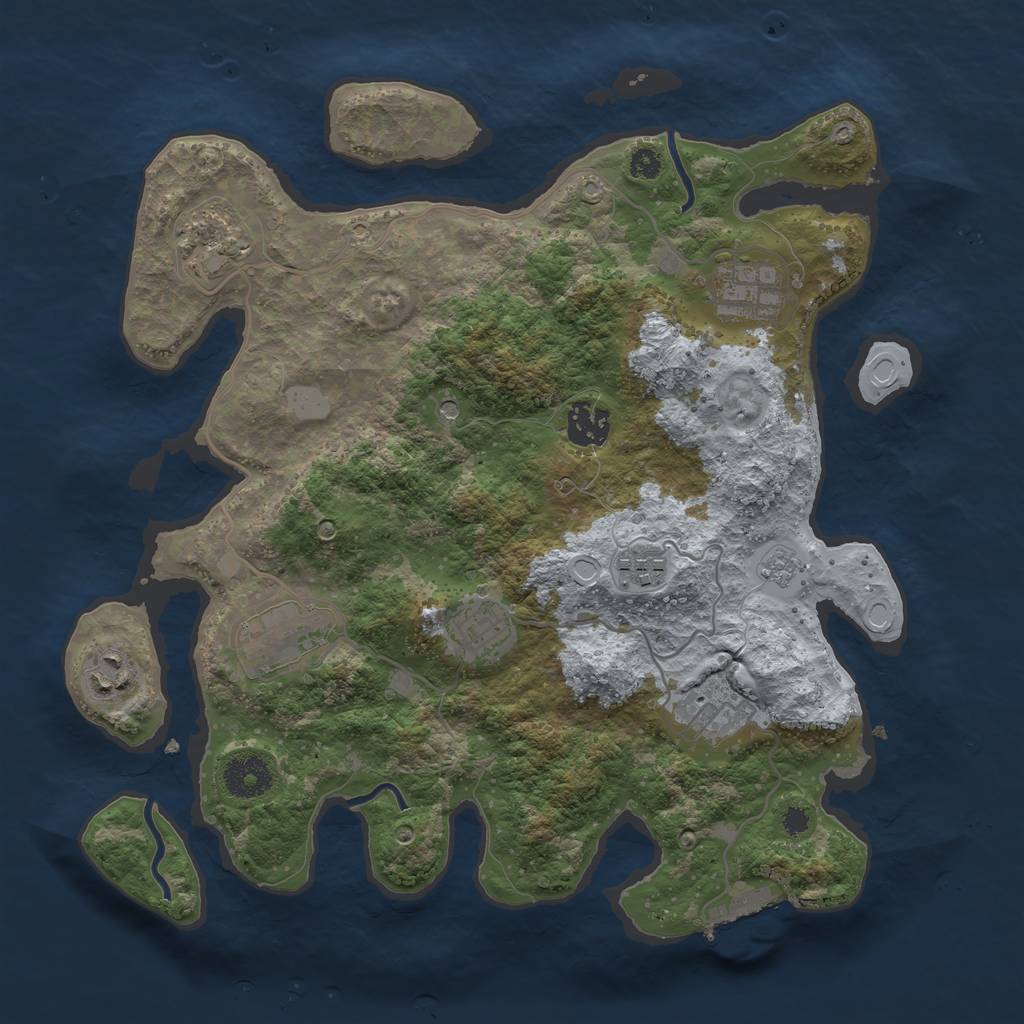 Rust Map: Procedural Map, Size: 3400, Seed: 573859219, 14 Monuments