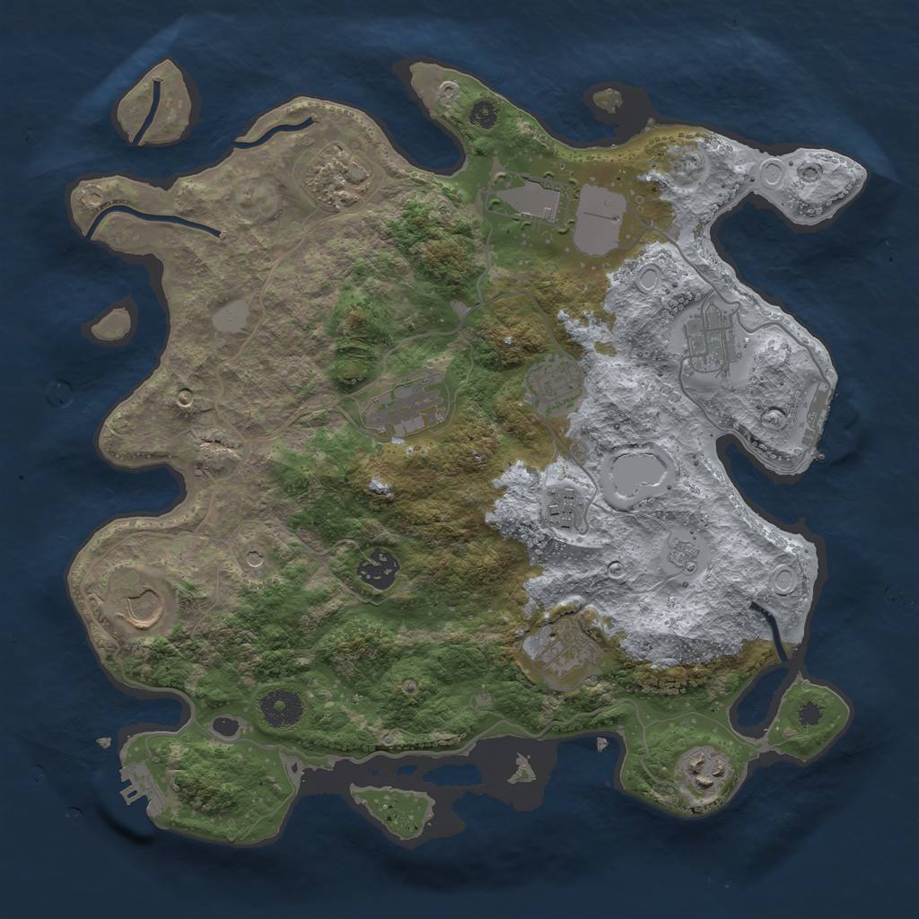 Rust Map: Procedural Map, Size: 3500, Seed: 744358102, 17 Monuments