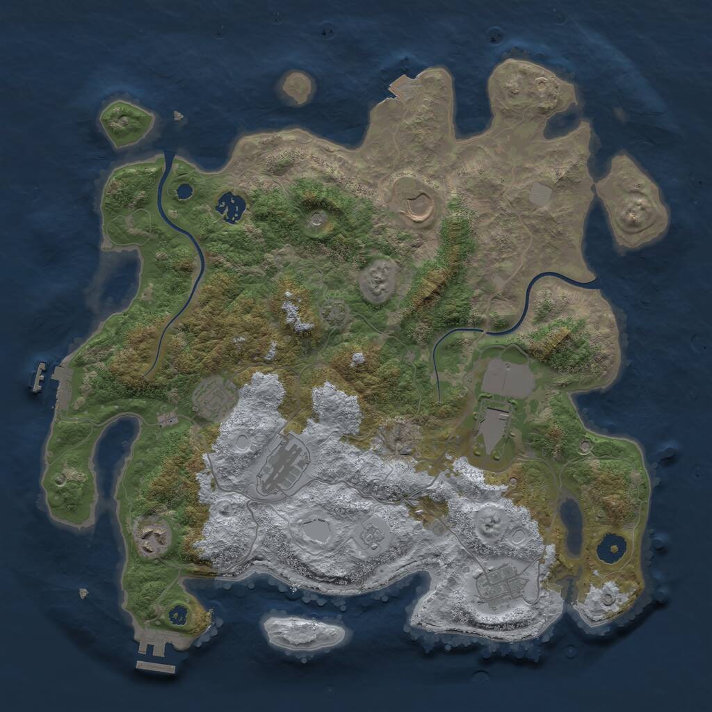 Rust Map: Procedural Map, Size: 3700, Seed: 65746824, 13 Monuments