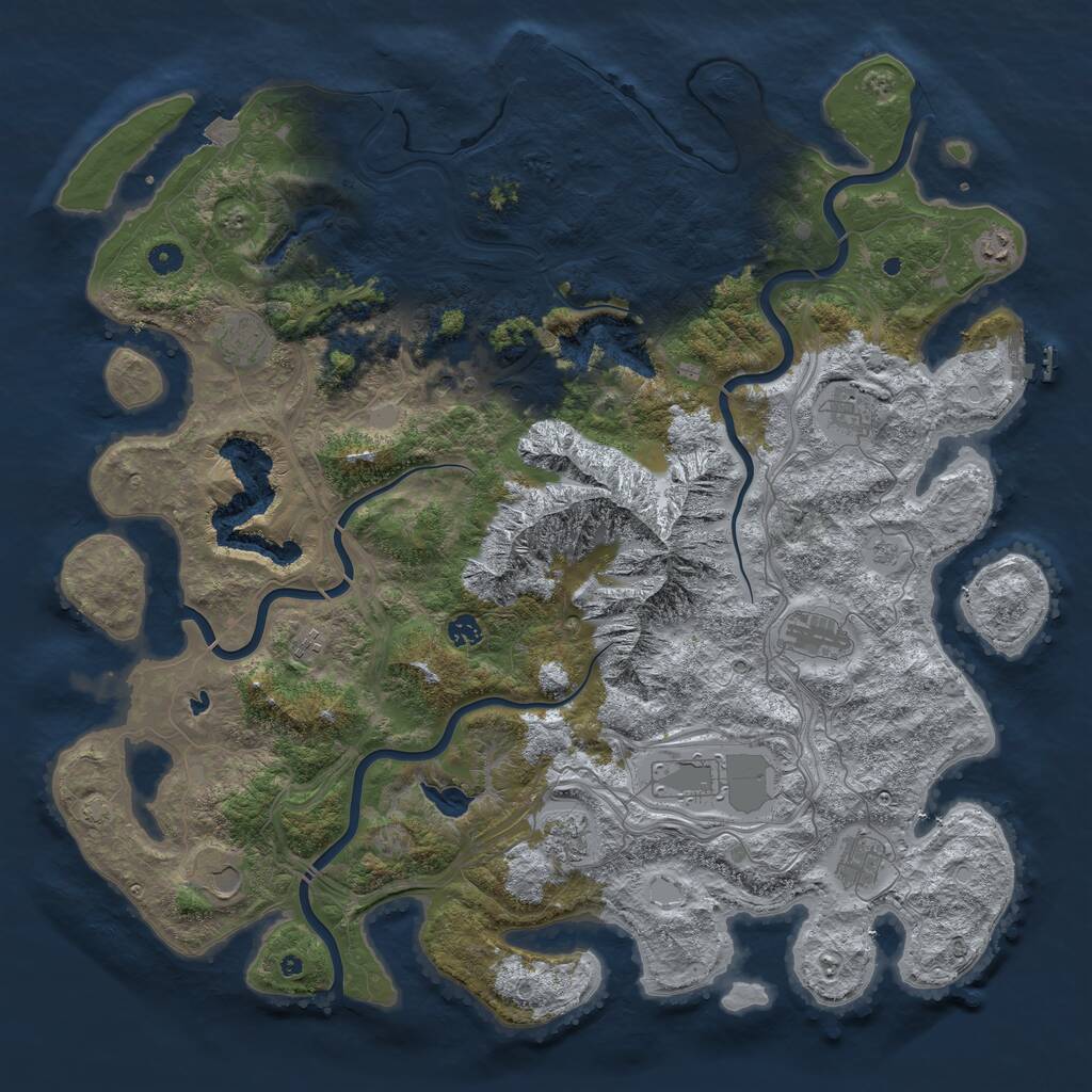 Rust Map: Procedural Map, Size: 5000, Seed: 3000000, 17 Monuments