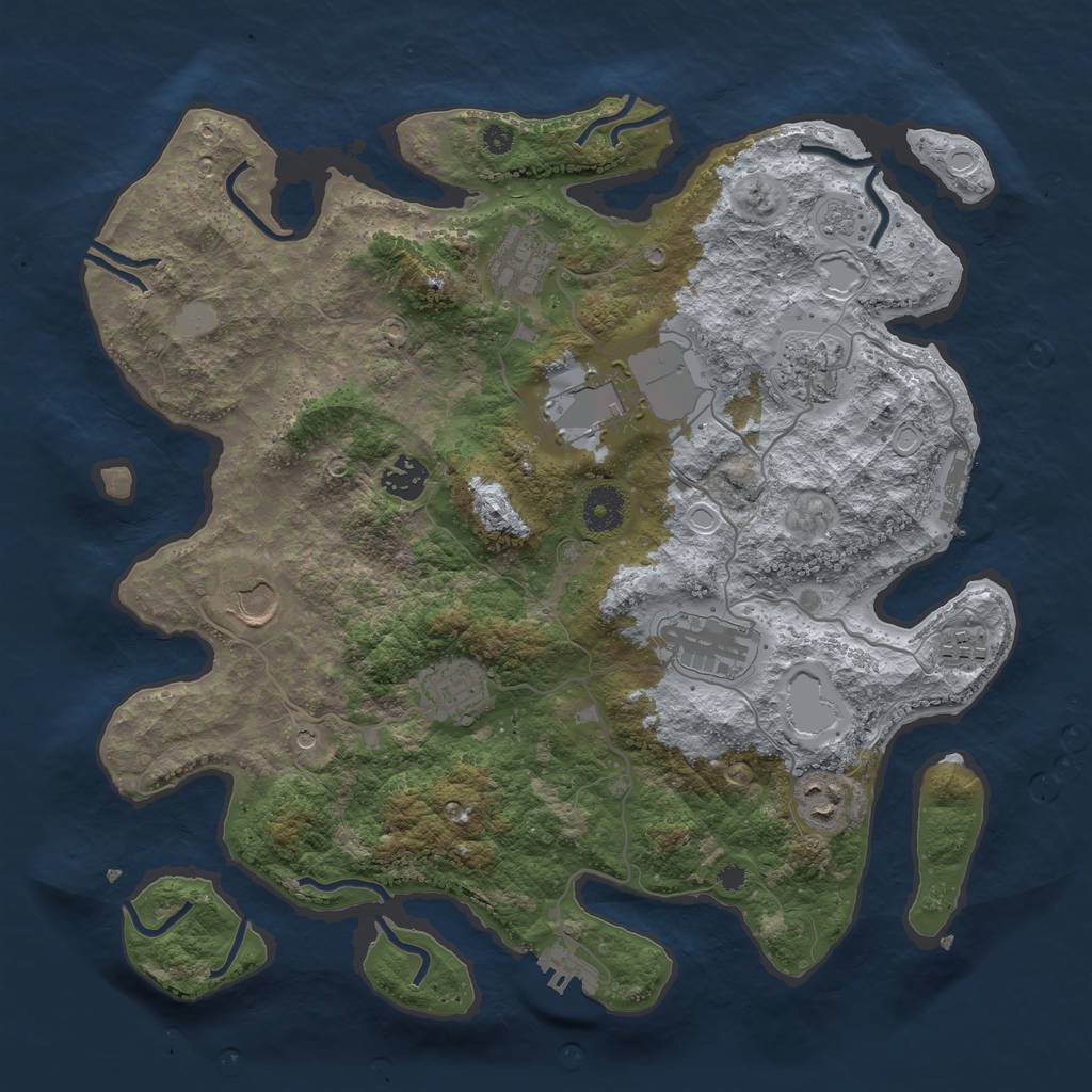 Rust Map: Procedural Map, Size: 3700, Seed: 6152, 16 Monuments