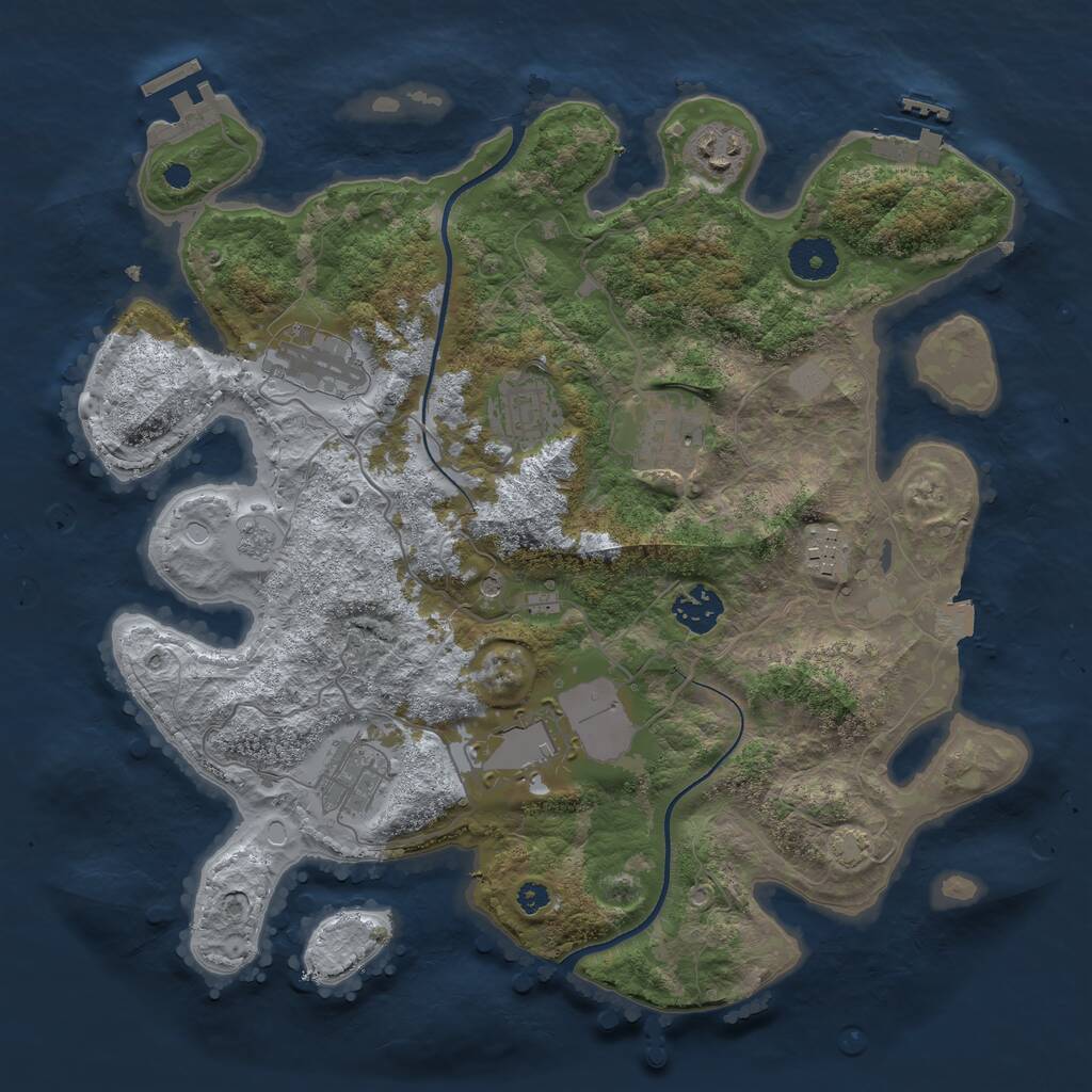Rust Map: Procedural Map, Size: 3500, Seed: 304669877, 14 Monuments