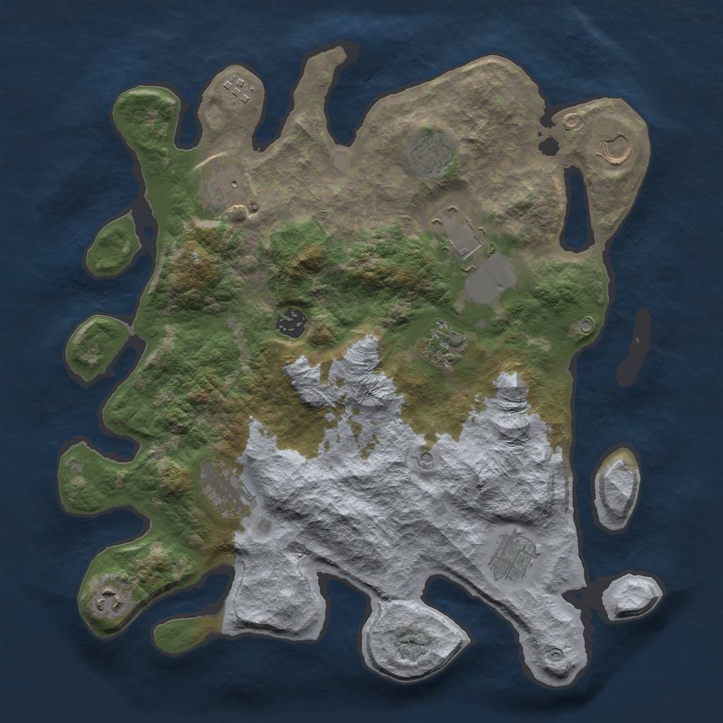 Rust Map: Barren, Size: 3700, Seed: 1655233790, 13 Monuments