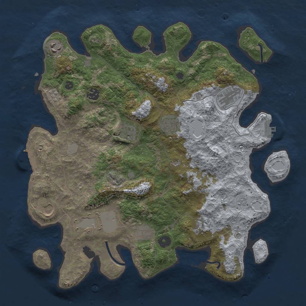 Rust Map: Procedural Map, Size: 3750, Seed: 196391889, 17 Monuments