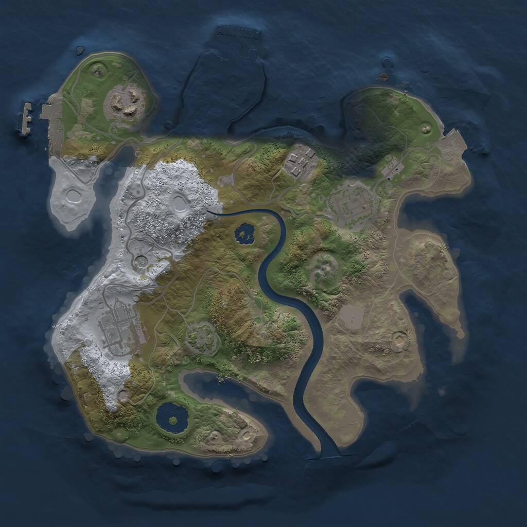 Rust Map: Procedural Map, Size: 2500, Seed: 2042023, 9 Monuments