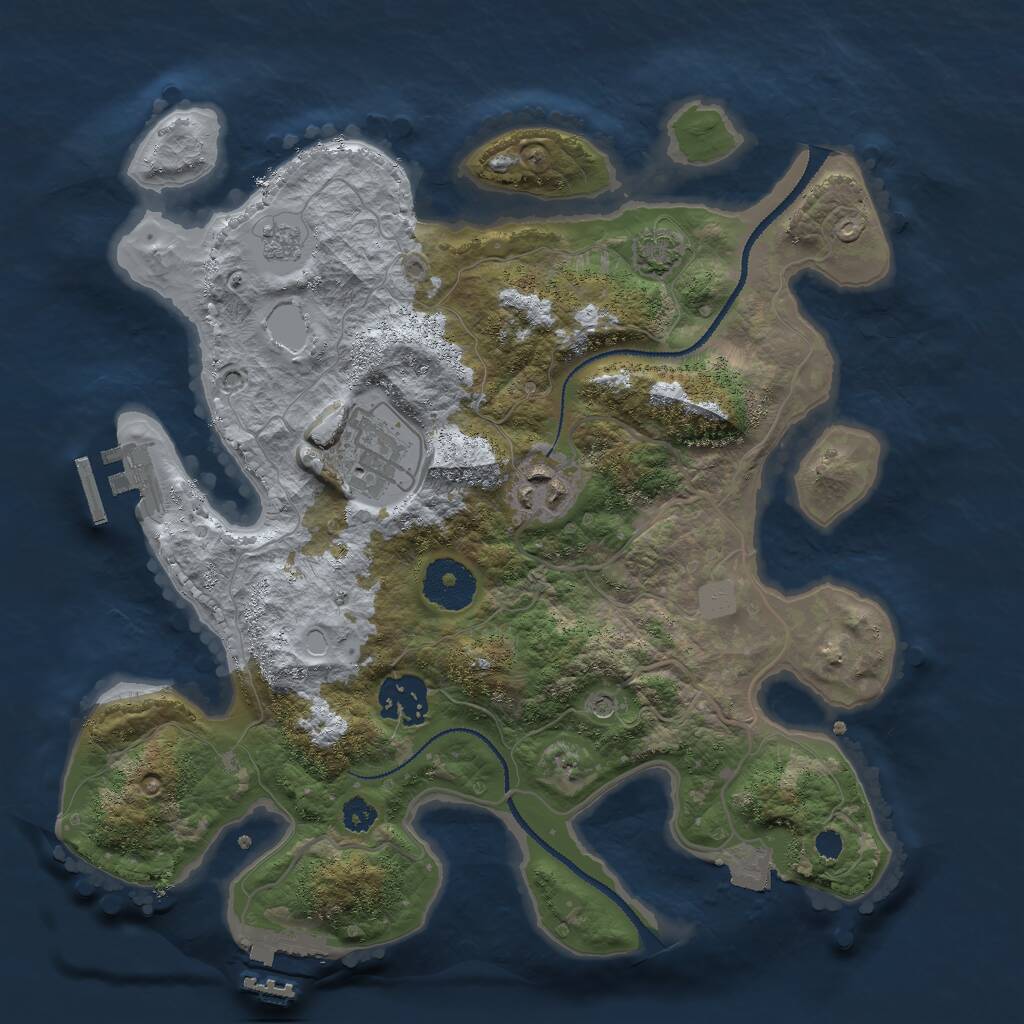 Rust Map: Procedural Map, Size: 3000, Seed: 32047820, 9 Monuments