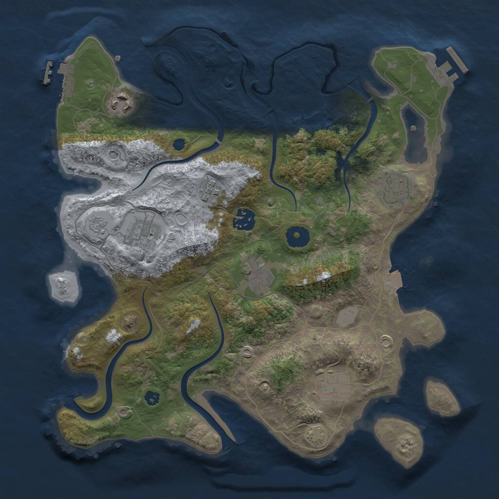 Rust Map: Procedural Map, Size: 3300, Seed: 453456, 13 Monuments