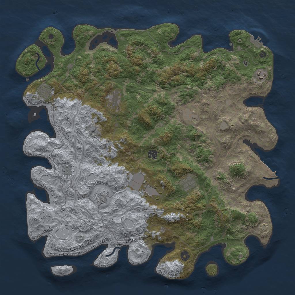 Rust Map: Procedural Map, Size: 4500, Seed: 733462608, 17 Monuments