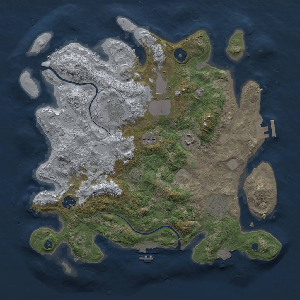 Rust Map: Procedural Map, Size: 3500, Seed: 756756323, 12 Monuments
