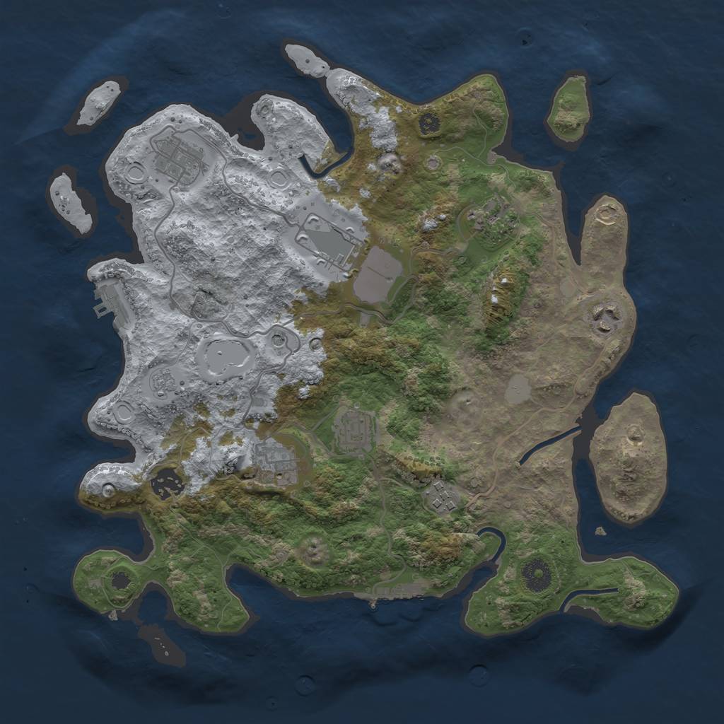 Rust Map: Procedural Map, Size: 3500, Seed: 756756323, 15 Monuments