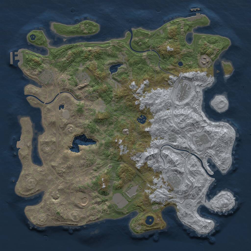 Rust Map: Procedural Map, Size: 4250, Seed: 243637350, 17 Monuments