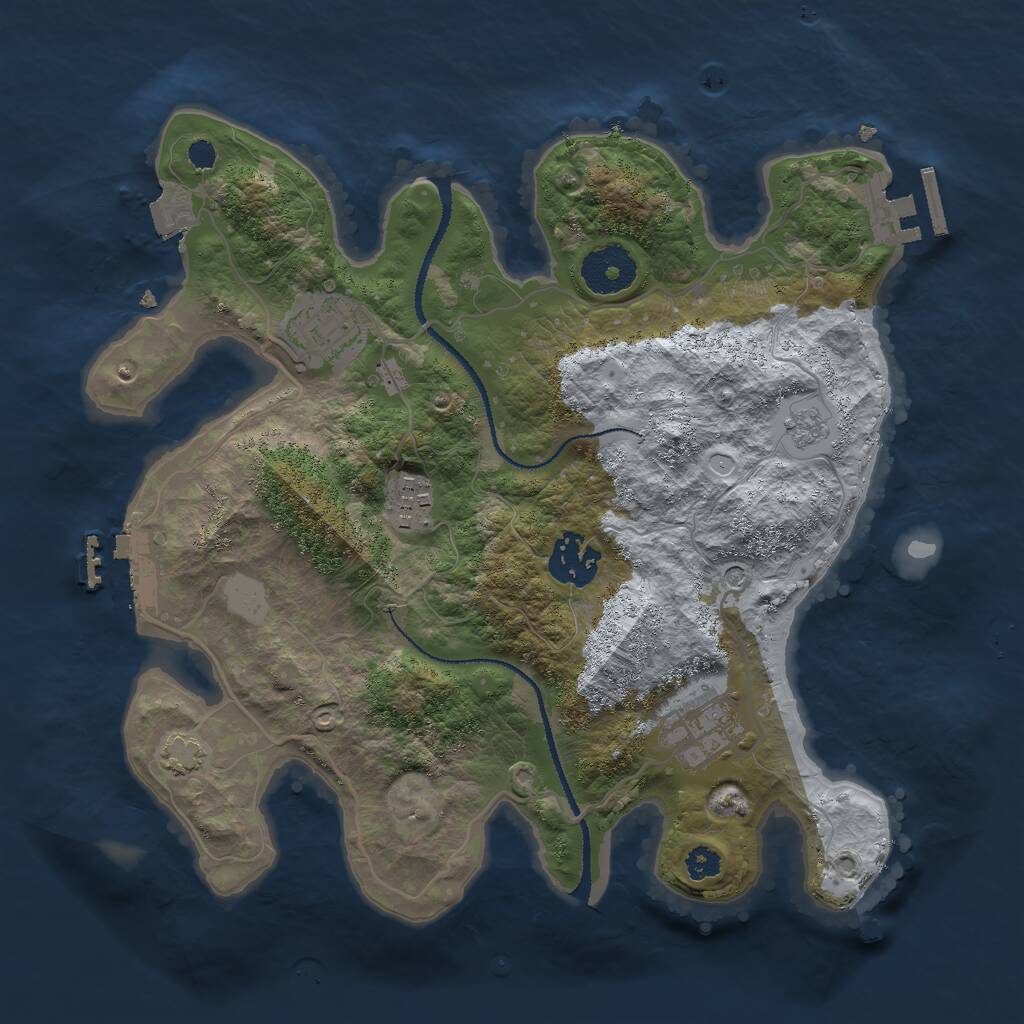Rust Map: Procedural Map, Size: 3000, Seed: 1625868264, 10 Monuments