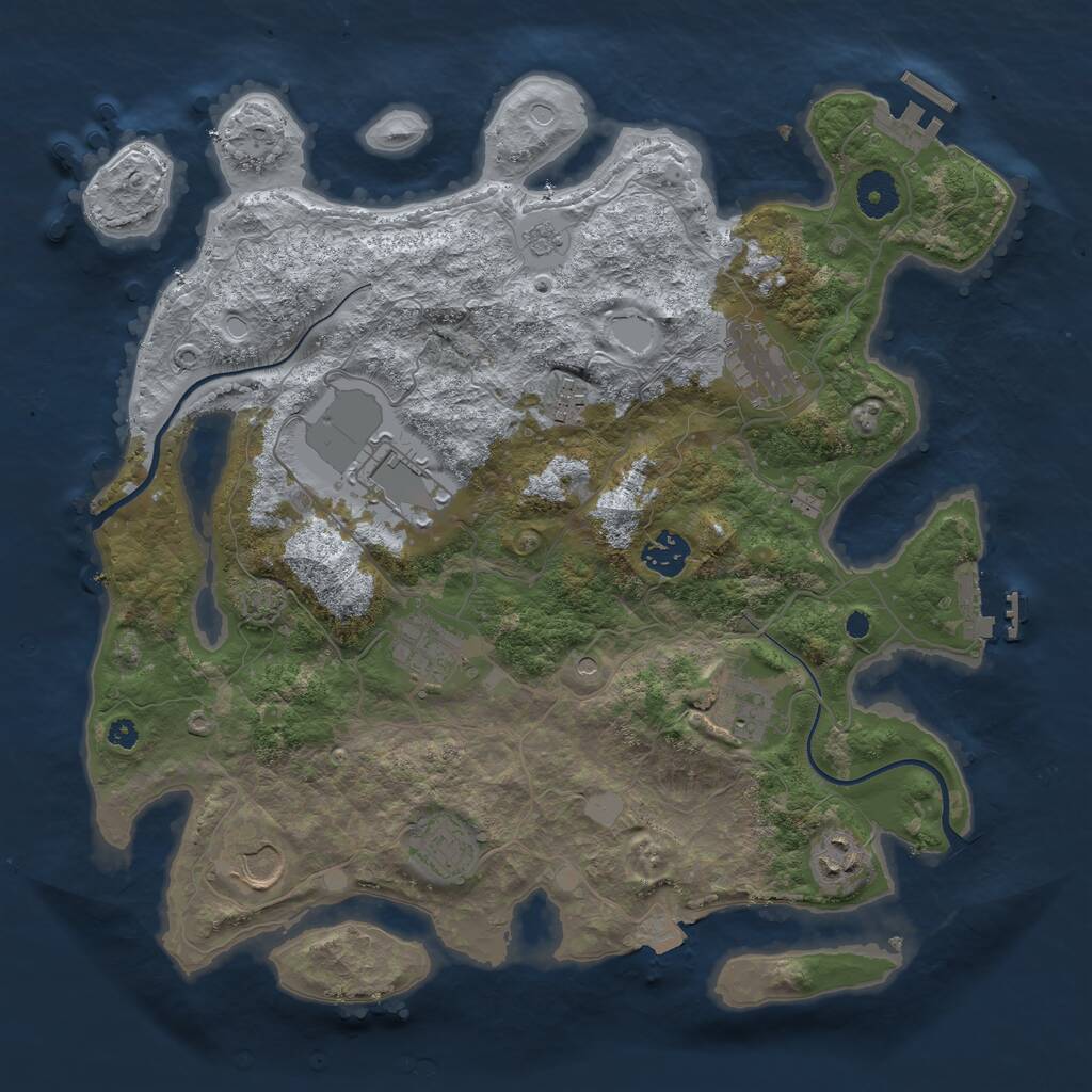 Rust Map: Procedural Map, Size: 3650, Seed: 986578031, 15 Monuments