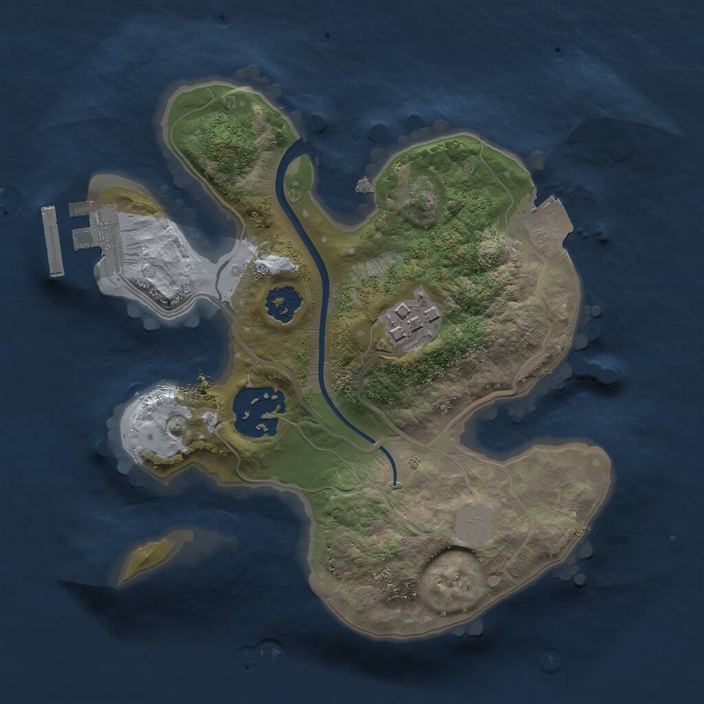 Rust Map: Procedural Map, Size: 2000, Seed: 1223764243, 4 Monuments
