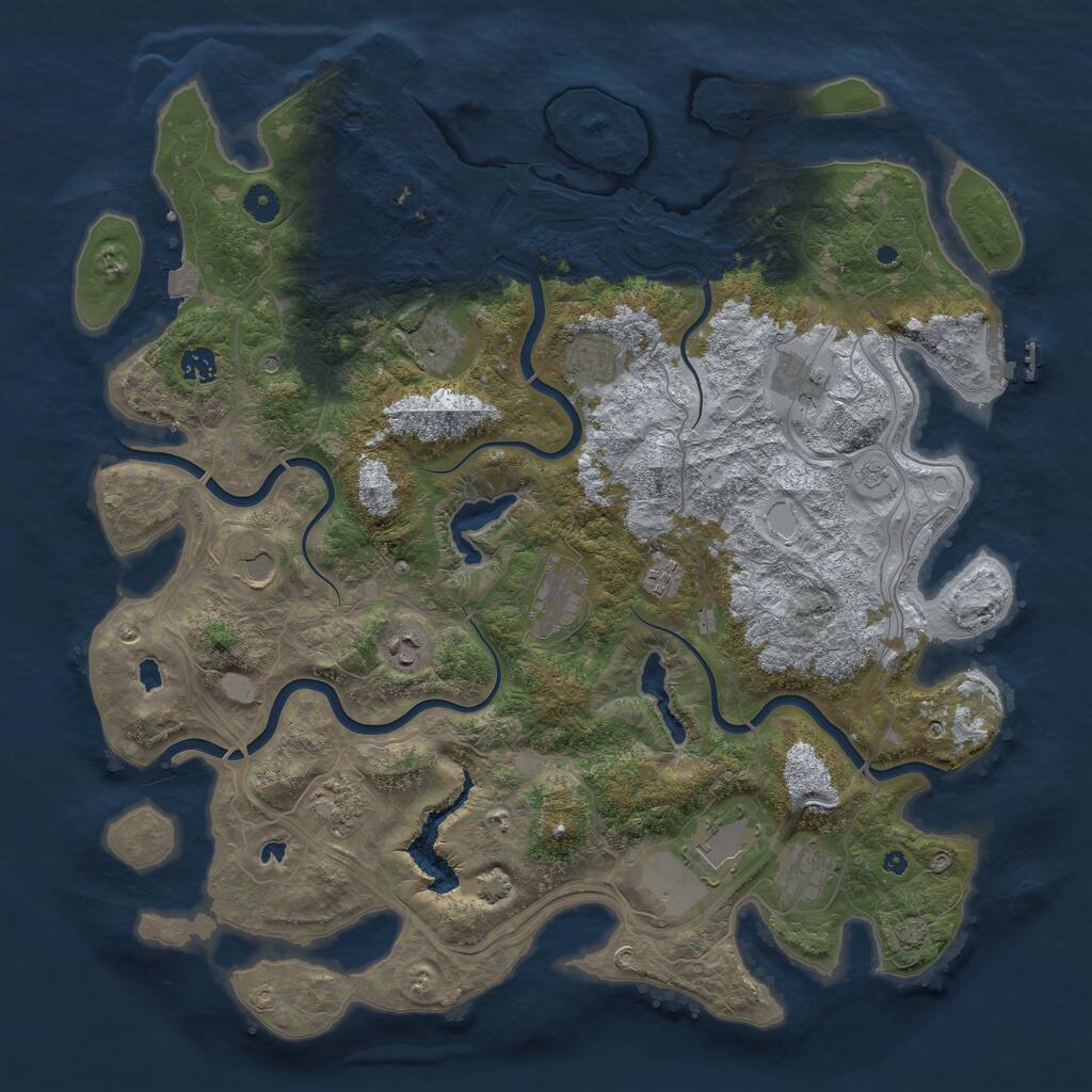 Rust Map: Procedural Map, Size: 4500, Seed: 1038683513, 17 Monuments