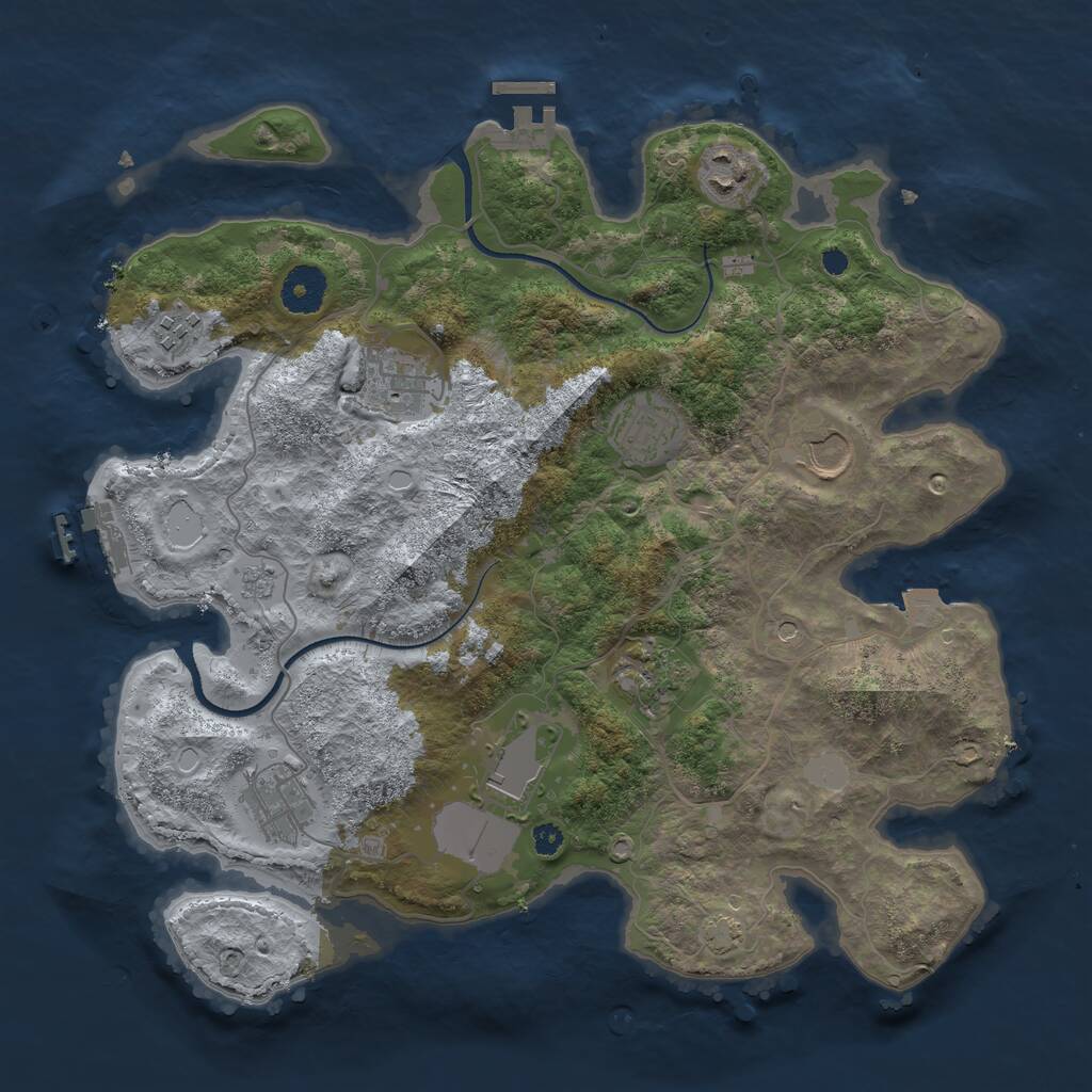 Rust Map: Procedural Map, Size: 3500, Seed: 1515321896, 14 Monuments