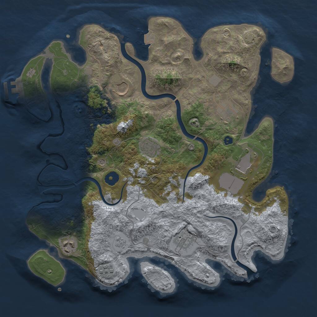 Rust Map: Procedural Map, Size: 3500, Seed: 1423060906, 12 Monuments