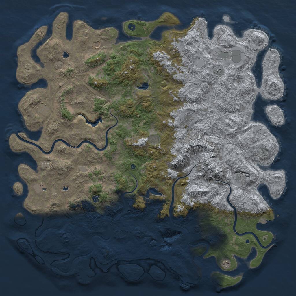 Rust Map: Procedural Map, Size: 6000, Seed: 50700, 17 Monuments