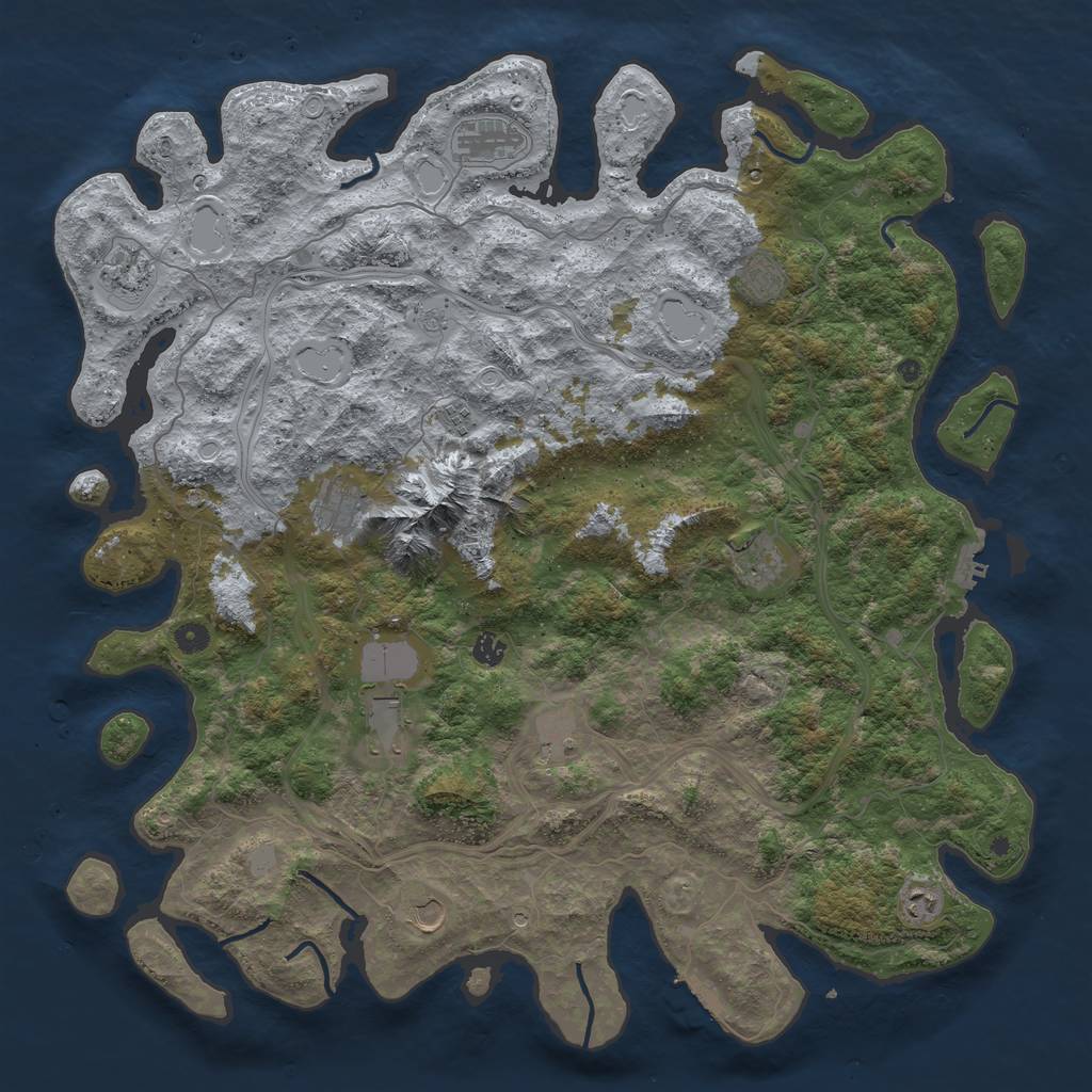 Rust Map: Procedural Map, Size: 5000, Seed: 1190832582, 18 Monuments